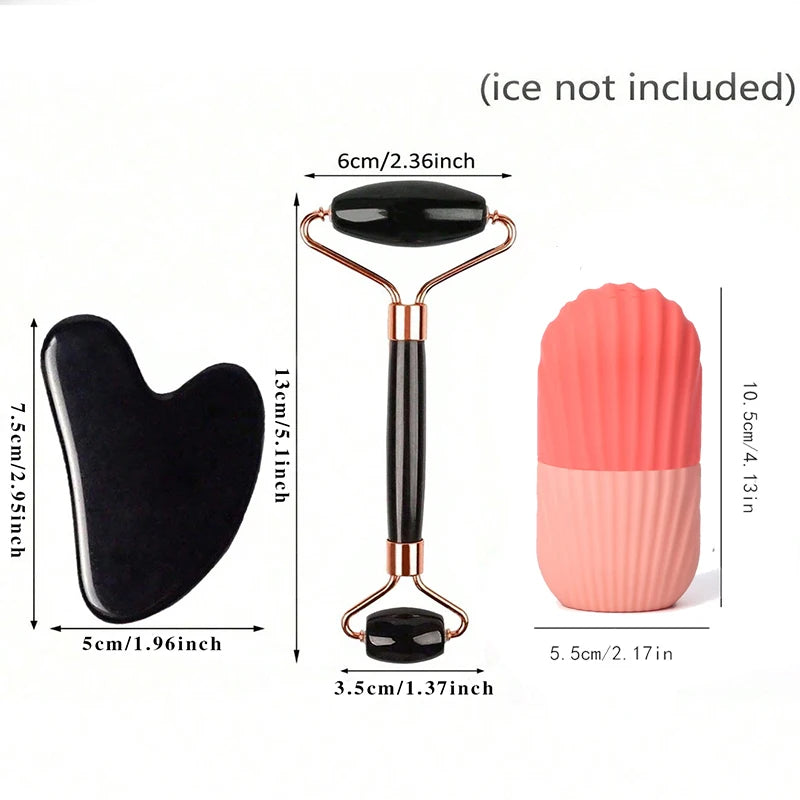 1/2/3 Stk. Eis-Gesichtsroller, Gesichts-Hautpflege-Eisroller-Set, Gesichtsroller GuaSha Gesichts-Tool-Set, Gesichts-Massageroller Lifting Contouring