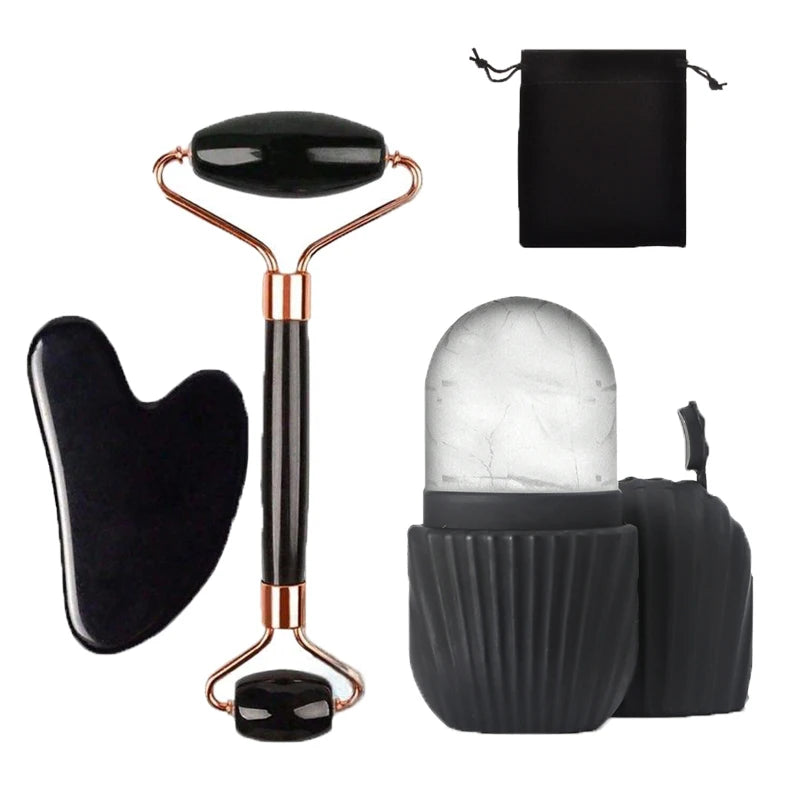 1/2/3 Stk. Eis-Gesichtsroller, Gesichts-Hautpflege-Eisroller-Set, Gesichtsroller GuaSha Gesichts-Tool-Set, Gesichts-Massageroller Lifting Contouring